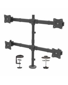 StarTech.com Desk Mount Quad Monitor Arm - Ergonomic VESA 4 Monitor Mount 2x2 up to 27" - Articulating & Height Adjustable Pole Mount - Tilt/Swivel/Rotate LCD/LED Screen - Desk Clamp/Grommet