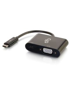 C2G USB C to VGA Video Adapter w/ Power Delivery - USB Type C to VGA Black