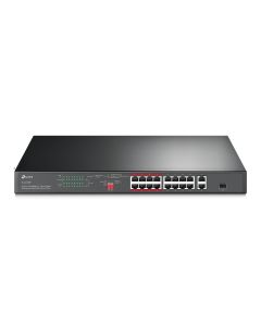 TP-Link 16-Port 10/100 Mbps + 2-Port Gigabit Rackmount PoE Switch with 16-Port PoE+