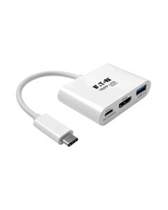 Tripp Lite U444-06N-HU-C USB-C to HDMI Adapter with USB 3.x (5Gbps) Hub Port and PD Charging, HDCP, White