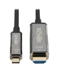 Tripp Lite U444F3-15M-H4K6 High-Speed USB-C to HDMI Fiber Active Optical Cable (AOC) - UHD 4K 60 Hz, HDR, CL3 Rated, Black, 15 m (49 ft.)