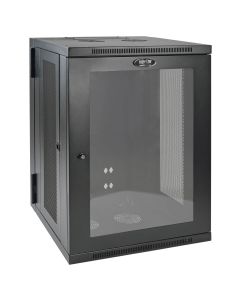 Tripp Lite SRW18USG SmartRack 18U Low-Profile Switch-Depth Wall-Mount Half-Height Rack Enclosure, Clear Acrylic Window, Hinged Back