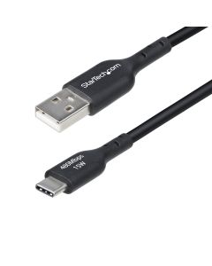 StarTech.com 6in (15cm) USB-A to USB-C Charging Cable, Charge & Sync, 3A, USB 2.0, TPE Jacket - Black USB Charging Cord