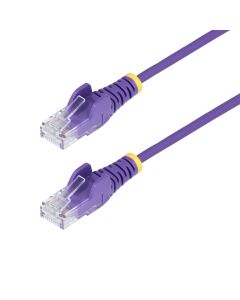 StarTech.com 50cm Purple Slim CAT6 Ethernet Cable, Snagless, 100W PoE, UTP, LSZH, 28AWG Pure Bare Copper Wire, Slim RJ45 Network Patch Cord w/Strain Reliefs, Fluke Tested