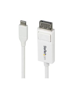 StarTech.com 6ft (2m) USB-C to DisplayPort 1.2 Cable, Bidirectional, 4K 60Hz, White Video Adapter Cord for Apple MacBook Pro / Air M1 M2 M3 M4, Mac Mini / Studio, Thunderbolt Compatible