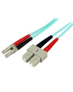 StarTech.com 2m (6ft) LC/UPC to SC/UPC OM3 Multimode Fiber Optic Cable, Full Duplex 50/125µm Zipcord Fiber Cable, 100G, Low Insertion Loss, LSZH Fiber Jumper Cord