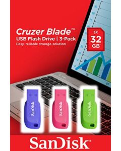 SanDisk Cruzer Blade 3x 32GB USB flash drive USB Type-A 2.0 Blue, Green, Pink