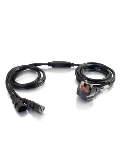 C2G Cbl/3m BS 1363 to 2x C13 Y-Cable Black