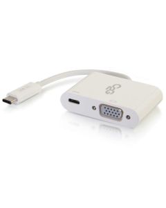 C2G USB C to VGA Video Adapter w/ Power Delivery - USB Type C to VGA White
