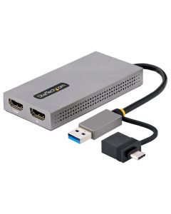 StarTech.com USB to Dual HDMI Adapter, USB A/C to 2x HDMI Displays (1x 4K30Hz, 1x 1080p), Integrated USB-A to C Dongle, 4in/11cm Cable, USB 3.0 to HDMI Display Adapter, Windows & macOS