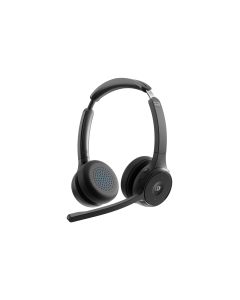 Cisco Headset 722, Wireless Dual On-Ear Bluetooth Headset with Webex Button, USB-A HD Bluetooth Adapter, Soft Case, Carbon Black, 1-Year Limited Liability Warranty (HS-WL-722-BUNA-C)