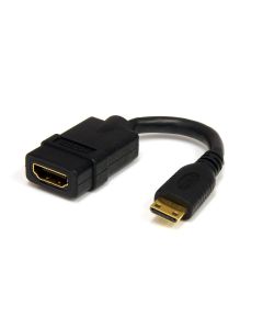 StarTech.com 5in Mini HDMI to HDMI Adapter - 4K High Speed HDMI Adapter - 4K 30Hz Ultra HD High Speed HDMI Adapter - HDMI 1.4 - Gold Plated Connectors - UHD Mini HDMI Adapter 4K - Black
