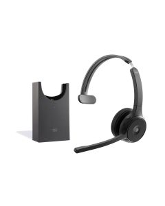 Cisco Headset 721, Wireless Single On-Ear Bluetooth Headphones, Webex Button, USB-A HD Bluetooth Adapter, Soft Case, Charging Stand, Carbon Black, 1-Year Limited Liability Warranty (HS-WL-721-BUNAS-C)