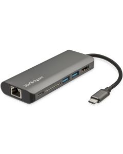 StarTech.com USB C Multiport Adapter - USB-C Travel Dock to 4K HDMI, 3x USB 3.0 Hub, SD/SDHC, GbE, 60W PD 3.0 Pass-Through - USB Type-C/Thunderbolt 3 - Replaces DKT30CSDHPD