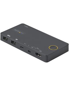 StarTech.com 2 Port Hybrid USB-A + HDMI & USB-C KVM Switch - Single 4K 60Hz HDMI 2.0 Monitor - Compact Desktop and/or Laptop HDMI KVM Switch - USB Bus Powered - Thunderbolt 3 Compatible