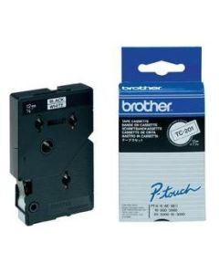 Brother Gloss Laminated Labelling Tape - 12mm, Black/White, 10-pk label-making tape TC