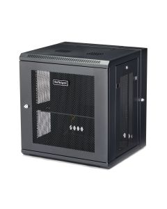 StarTech.com 4-Post 12U Wall Mount Network Cabinet with 1U Shelf, 19" Hinged Wall-Mounted Server Rack for Data / AV / Electronics / Computer Equipment, Flexible Vented Rack Enclosure