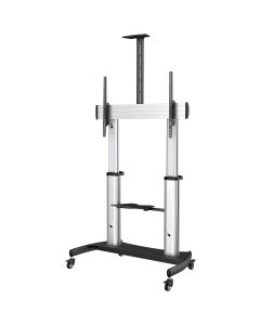 StarTech.com Mobile TV Stand - Heavy Duty TV Cart for 60-100" Display (100kg/220lb) - Height Adjustable Rolling Flat Screen Floor Standing on Wheels - Universal Television Mount w/Shelves