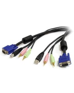 StarTech.com 6 ft 4-in-1 USB VGA KVM Switch Cable with Audio and Microphone