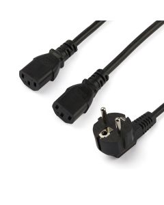 StarTech.com 2m (6ft) Computer Power Y Cord, 18AWG, EU Schuko to 2x C13, 10A 250V, Black Replacement AC Power Cord, Printer Power Cord, PC Power Supply Cable, Monitor Power Cable - UL Listed