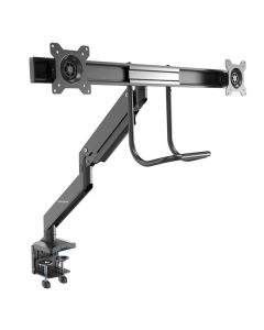 StarTech.com Desk Mount Dual Monitor Arm with USB & Audio - Slim Full Motion Adjustable Dual Monitor VESA Mount for up to 32" Displays - Ergonomic Articulating - C-Clamp/Grommet