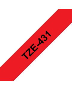 Brother TZE-431 label-making tape Black on red