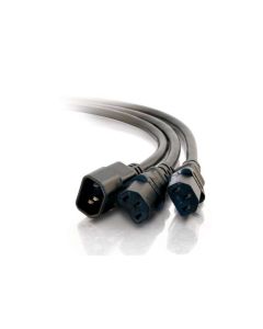 C2G 1.8m, C14 IEC - 2xC13 IEC Black C14 coupler 2 x C13 coupler