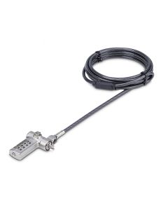StarTech.com Universal Laptop Cable Lock 6.6ft (2m), Serialized Security Cable for Notebook, Compatible w/Noble Wedge®/Nano/K-Slot; Keyless Combination Cable, TAA