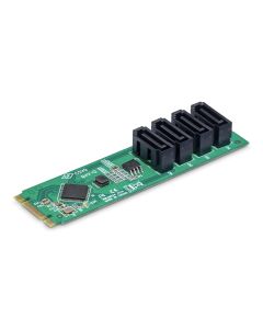 StarTech.com 4-Port M.2 to SATA Adapter Card, M.2 PCIe 3.0 to SATA HDD/SSD Expansion Card, ASM1064 Chipset, M.2 NVMe to 4x HDD/SSD for Windows/macOS/Linux