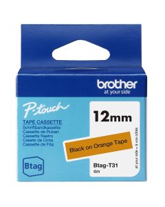 Brother BTAG-T31 label-making tape Black on orange