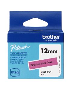 Brother BTAG-P31 label-making tape Black on pink