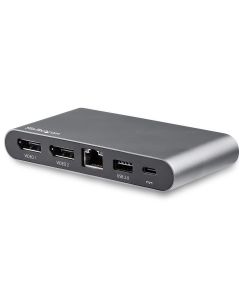 StarTech.com USB C Dock - 4K Dual Monitor DisplayPort - Mini Laptop Docking Station - 100W Power Delivery Passthrough - GbE, 2-Port USB-A Hub - USB Type-C Multiport Adapter - 3.3' Cable