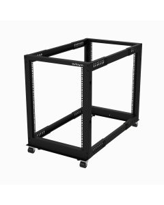 StarTech.com 4-Post 15U Mobile Open Frame Server Rack, Four Post 19" Network Rack with Wheels, Rolling Rack with Adjustable Depth for Computer/AV/Data/IT Equipment - Casters, Leveling Feet or Floor Mounting