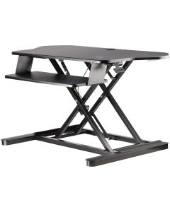 StarTech.com Corner Sit Stand Desk Converter with Keyboard Tray - Large Surface (35" x 21") - Height Adjustable Ergonomic Desktop/Tabletop Standing Workstation - Supports Dual Monitors