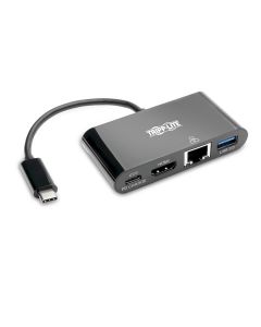 Tripp Lite U444-06N-H4GUBC USB-C Multiport Adapter - 4K HDMI, USB 3.x (5Gbps) Hub Port, GbE, 60W PD Charging, HDCP, Black