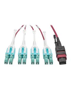 Tripp Lite N845-02M-8L-MG 40G MTP/MPO to 4xLC Fan-Out OM4 Plenum-Rated Fiber Optic Cable, 40GBASE-SR4, Push/Pull Tabs, Magenta, 2 m