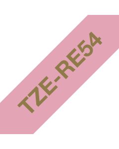 Brother TZE-RE54 label-making tape Gold on Pink