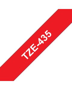 Brother TZE-435 label-making tape White on red