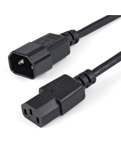 StarTech.com 1m (3ft) Power Extension Cord, C14 to C13, 10A 125V, 18AWG, Computer Power Cord Extension, IEC-320-C14 to IEC-320-C13 AC Power Cable Extension for Power Supply, UL Listed