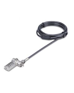 StarTech.com Universal Laptop Lock 6.6ft (2m), Security Cable For Notebook Compatible With Noble Wedge®/Nano/K-Slot; Keyless Combination Locking Cable, Anti-Theft Cut-Resistant Steel Cable