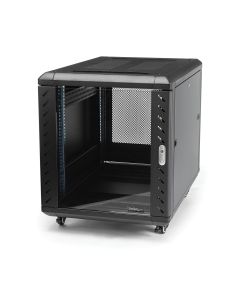 StarTech.com 4-Post 12U Server Rack Cabinet, Lockable 19" Data Rack Cabinet for Computer / AV / IT Equipment, Office / Home Network Rack with Casters & Adjustable Mounting Rails