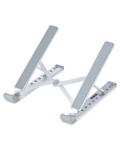 StarTech.com Foldable Laptop Riser Stand, Portable Height Adjustable Ergonomic Laptop Stand, Ventilated Aluminum Frame Supports 22lb (10Kg), Tilt/Raised/Angled Laptop/Tablet Stand, Collapsible Design