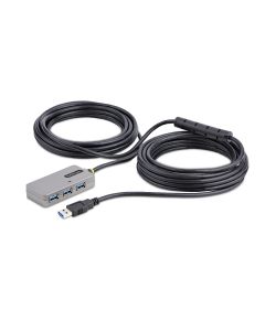 StarTech.com USB Extender Hub, 10m USB 3.0 Extension Cable with 4-Port USB-A Hub, Active/Bus Powered USB Repeater Cable, Optional 20W Power Supply Included, ESD Protection