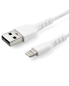 StarTech.com 6 foot (2m) Durable White USB-A to Lightning Cable - Heavy Duty Rugged Aramid Fiber USB Type A to Lightning Charger/Sync Power Cord - Apple MFi Certified iPad/iPhone 12