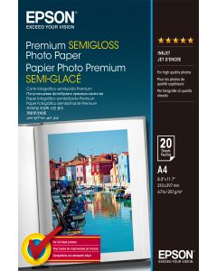 Epson Premium Semi-Gloss Photo Paper - A4 - 20 Sheets