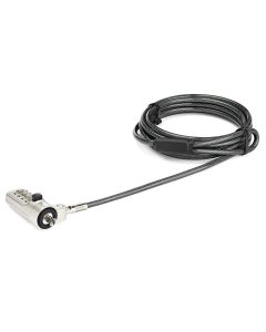 StarTech.com 6.5ft (2m) Laptop Cable Lock - 4-Digit Combination Laptop/Desktop Security Cable Lock for Wedge Slot Computers - Anti-Theft Vinyl-Coated Steel Combo Cable Lock - Portable