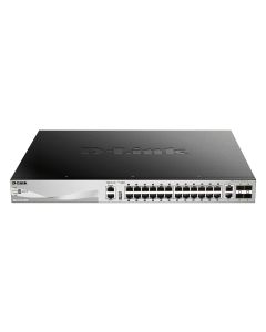 D-Link 24 x 10/100/1000BASE-T PoE ports (370W budget) Layer 3 Stackable Managed Gigabit Switch