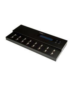 StarTech.com Standalone 1 to 15 USB Thumb Drive Duplicator and Eraser, Multiple USB Flash Drive Copier, System and File and Whole-Drive Copy at 1.5 GB/min, Single and 3-Pass Erase, LCD Display