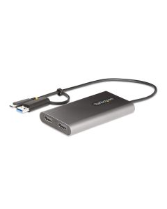 StarTech.com USB-C to Dual-HDMI Adapter - USB-C or A to 2x HDMI - 4K 60Hz - 100W Power Delivery Pass-Through - 1ft (30cm) Built-in Cable - USB to HDMI Multi-Monitor Converter for Laptop - TAA