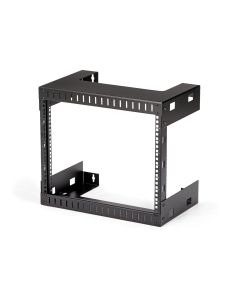 StarTech.com 8U 19" Wall Mount Network Rack - 12" Deep 2 Post Open Frame Server Room Rack for Data/AV/IT/Computer Equipment/Patch Panel with Cage Nuts & Screws 135lb Capacity, Black (RK812WALLO)